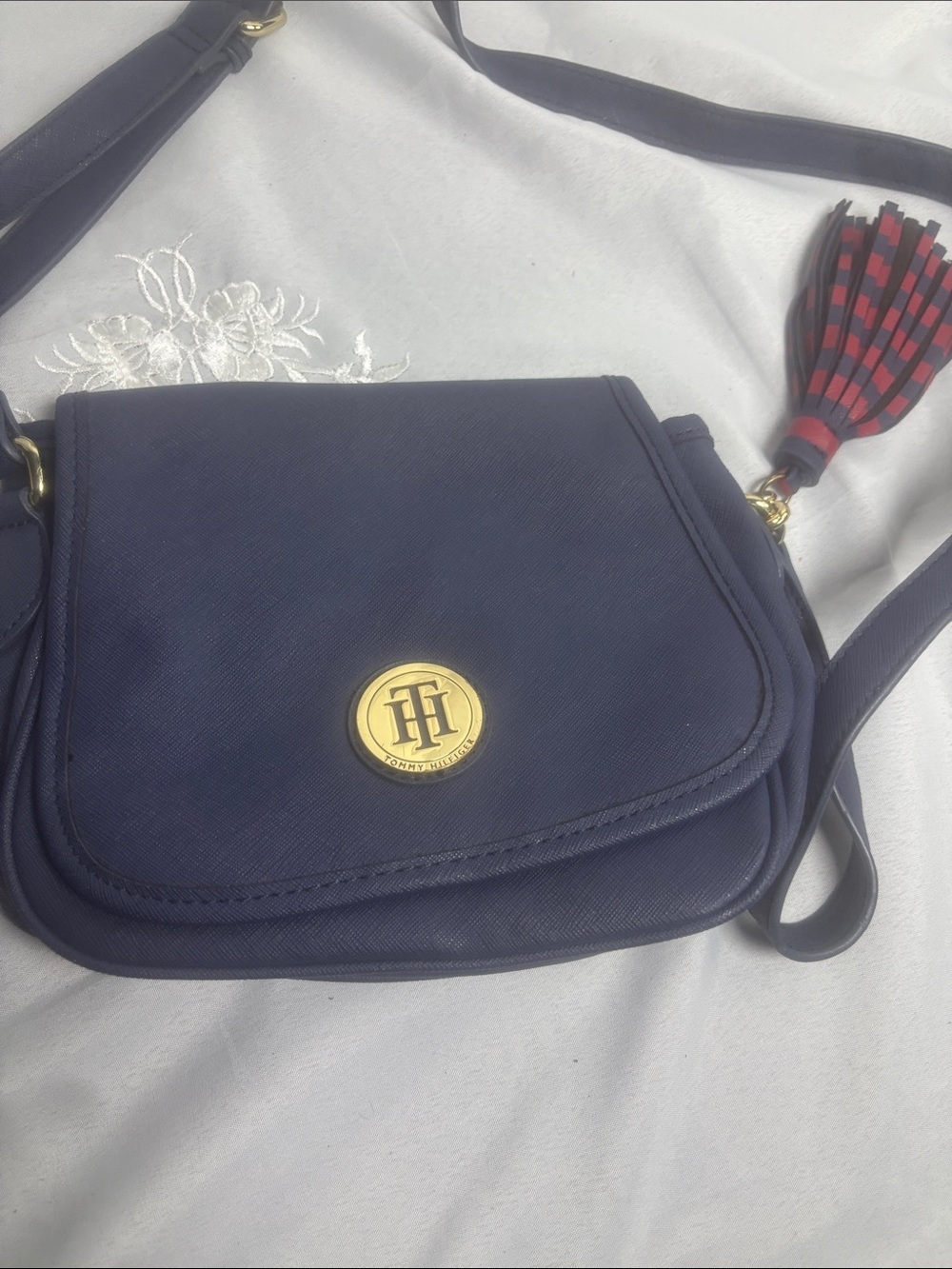 Tommy Hilfiger Navy Crossbody with Red-Blue Tassel
